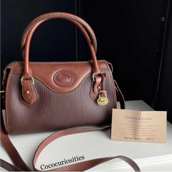 Dooney and Bourke awl Leather Chocolate brown Duck Satchel Bag R 711 - Picture 1 of 16